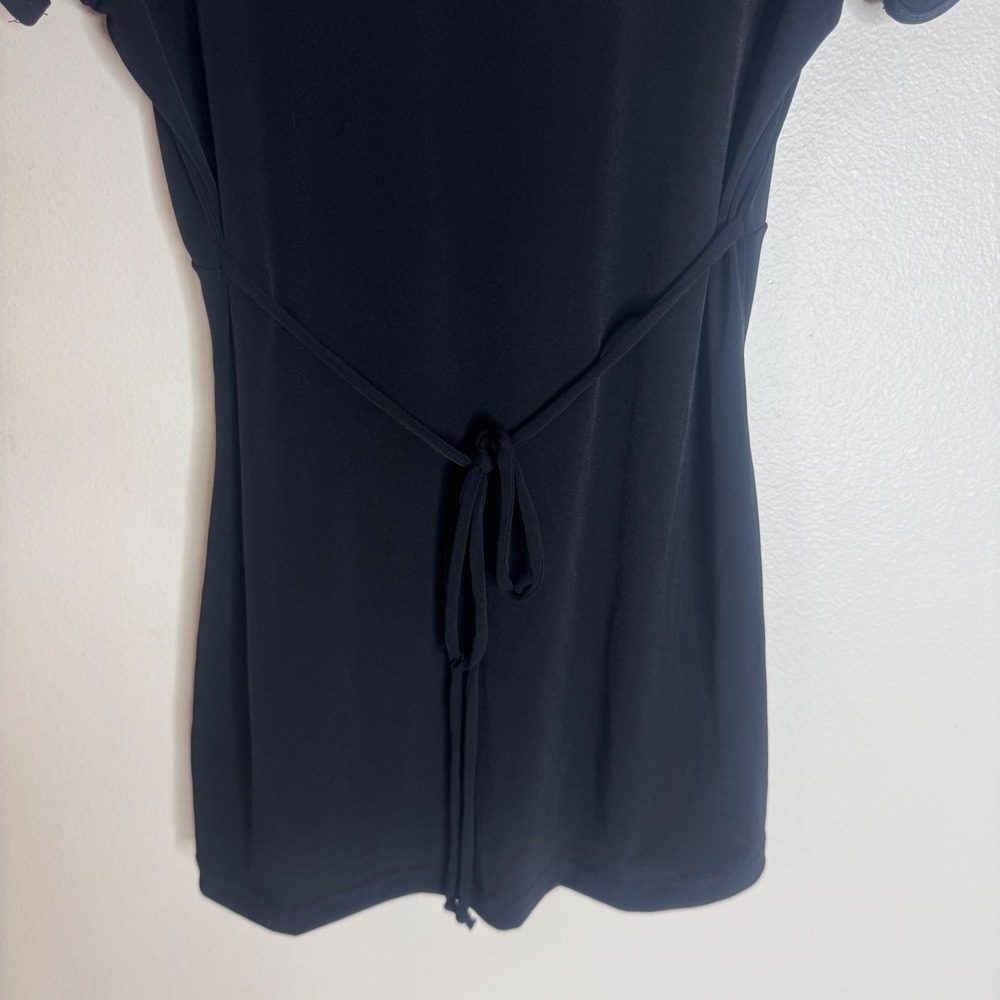 Heart Soul Women's Y2K Ruffle Trim Empire Waist Top Black Size M - Picture 6 of 8